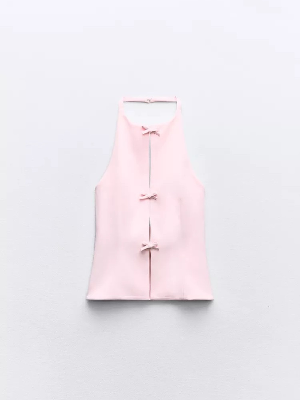 Zara Pale Pink Halter Camisole with Triple Front Bows
